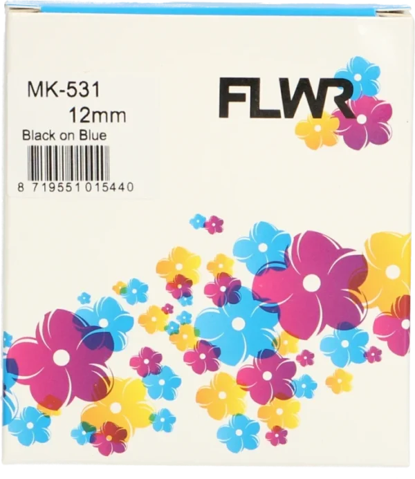 FLWR Brother MK 531 zwart op blauw breedte 12 mm