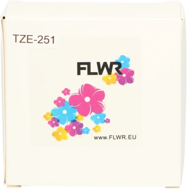 FLWR Brother TZe 251 zwart op wit breedte 24 mm