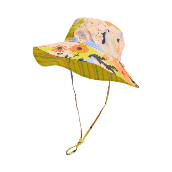 FRIDA x LOST PATTERN Fridas Garden Cotton Reversible Sun Hat Purple Yellow