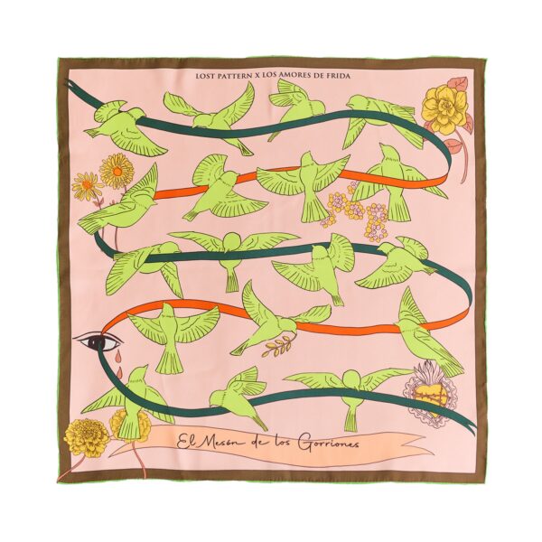 FRIDA x LOST PATTERN House of Frida Silk Bandana Scarf Neon Green