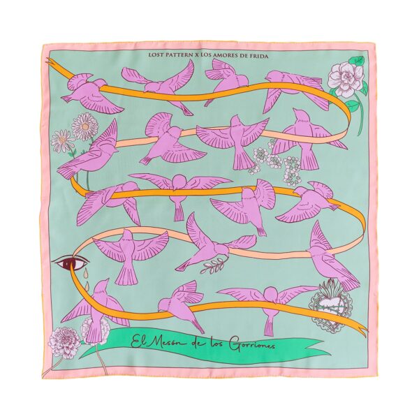 FRIDA x LOST PATTERN House of Frida Silk Bandana Scarf Pink