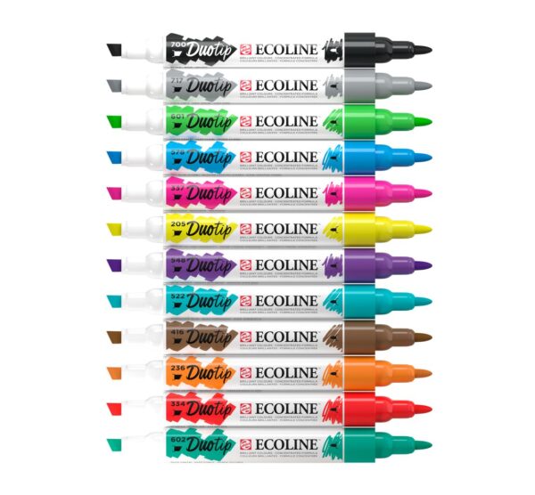 Feutres Duotip Talens Ecoline Set de base 12 couleurs