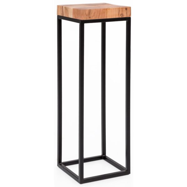 FineBuy Beistelltisch FB51448 Akazie Metall Anstelltisch 30 x 97 x 30 cm hoch Industrial Style Tischchen Wohnzimmer Holztisch mit Metallbeinen Abstelltisch Blumentisch Naturholz Dekotisch