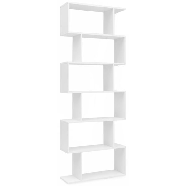 FineBuy Bücherregal FB51366 70 x 235 x 1905 cm weiß Standregal 6 Fächer Kleine Design Kommode Modernes Aktenregal Spanplatte freistehend Aufbewahrungsregal offen