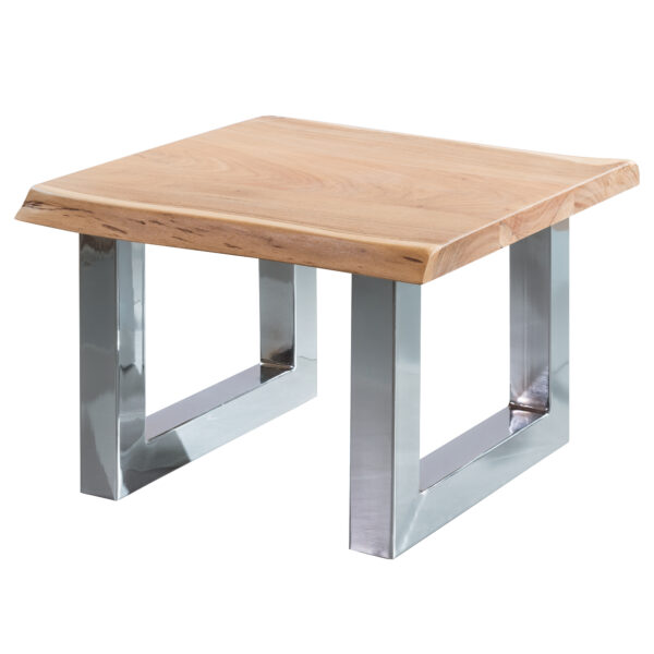 FineBuy Couchtisch 58 x 40 x 60 cm Akazie massiv Holz Metallgestell braun Baumstamm Wohnzimmertisch Massivholz klein Baumkante Sofatisch Landhaus Holztisch Tisch Wohnzimmer Stubentisch