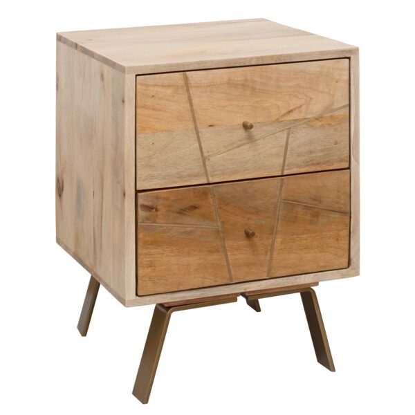 FineBuy Nachtkonsole SIKAR 40x56x40cm Mango Massivholz Nachtschrank hoch Nachtkommode Boxspringbett Nachttisch mit Schubladen Nachtkästchen Holz