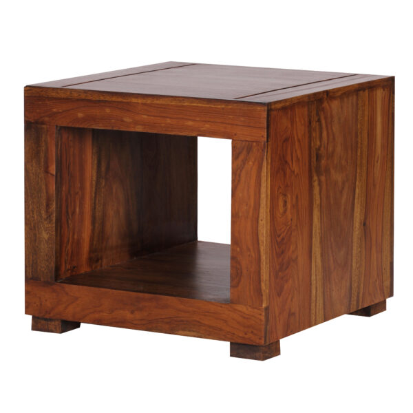 FineBuy Sheesham Massiv Holz Couchtisch 50 x 50 cm Wohnzimmer Tisch Design dunkel braun Landhaus Stil Beistelltisch Natur Produkt Echtholz Unikat quadratisch Wohnzimmermöbel modern Massivholzmöbel