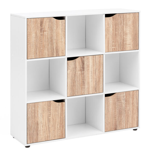 FineBuy Standregal MASSA 89 x 91 x 29 cm Bücherregal mit 9 Fächern Sonoma Sideboard mit 5 Türen Modernes Würfelregal Raumteiler Flurschrank offen Cuberegal Kommode Wohnregal