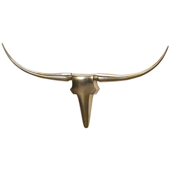 FineBuy Wanddekoration Geweih Bull L 125 cm Aluminium golden