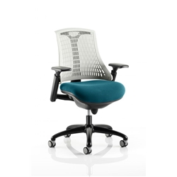 Flex Task Operator Chair Black Frame White Back Kingfisher