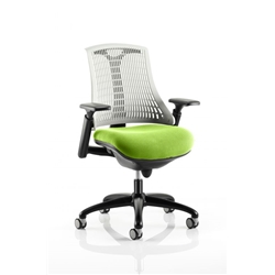 Flex Task Operator Chair Black Frame White Back Swizzle Col