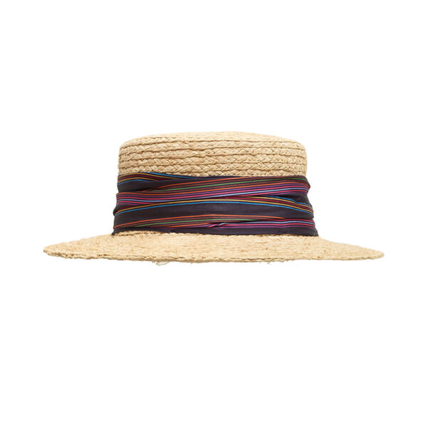 Fridas Garden Straw Hat with Ribbon Band Purple