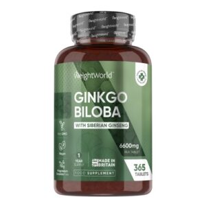 Ginkgo Biloba 6000mg Siberian Ginseng 600mg 1 Year Supply High Strength Vegan Supplement