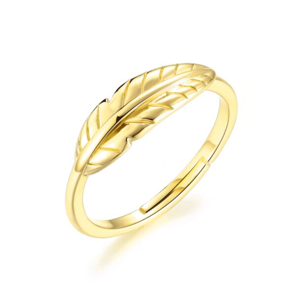 Gold Plated Adjustable Feather Ring