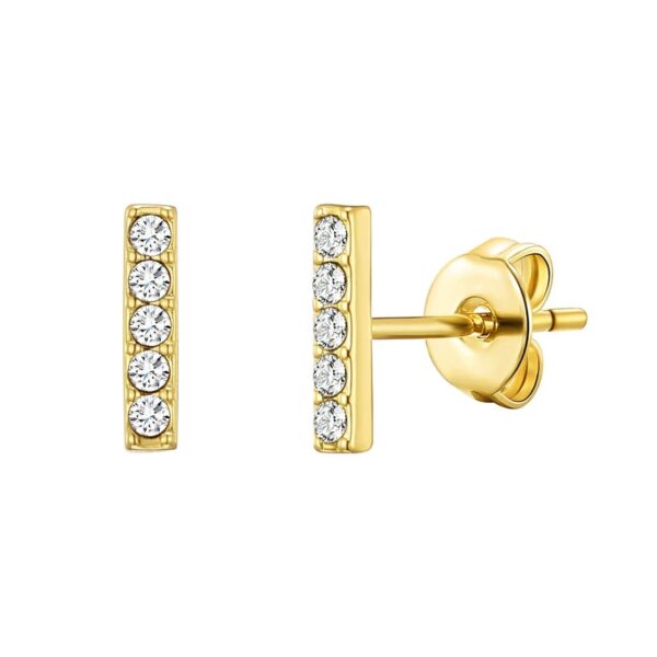 Gold Plated Bar Earrings Created with Zircondia® Crystals