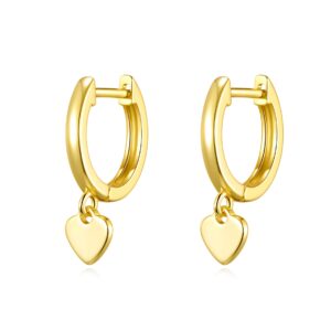 Gold Plated Heart Charm Hoop Earrings