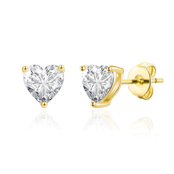 Gold Plated Heart Earrings Created with Zircondia® Crystals