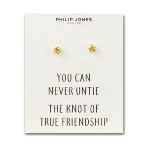 Gold Plated Love Knot Earrings with Quote Card