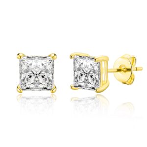 Gold Plated Square Earrings Created with Zircondia® Crystals