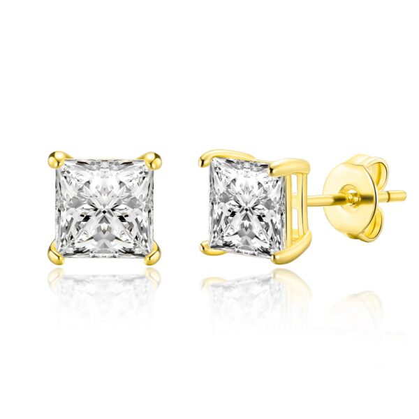 Gold Plated Square Earrings Created with Zircondia® Crystals