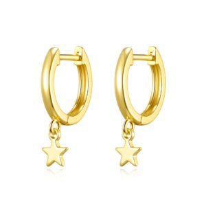 Gold Plated Star Charm Hoop Earrings