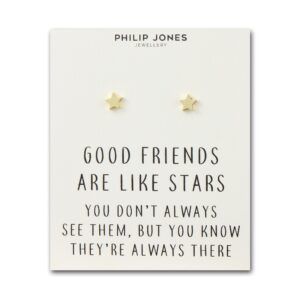 Gold Plated Star Stud Earrings with Quote Card