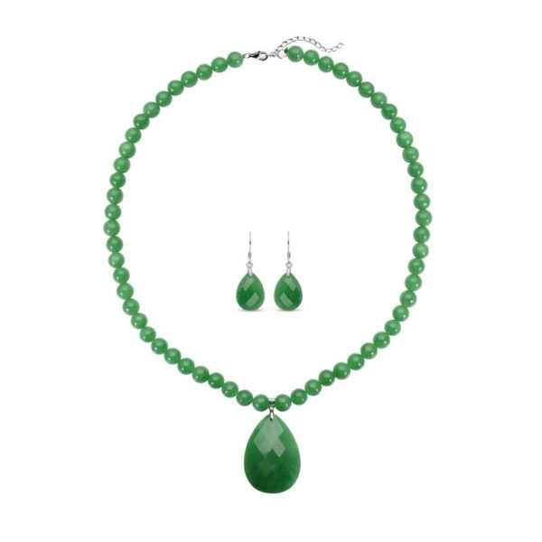 Grüne Jade Halskette und Ohrringe beads 5 7mm 925 Silber rhodiniert ca 25400 ct