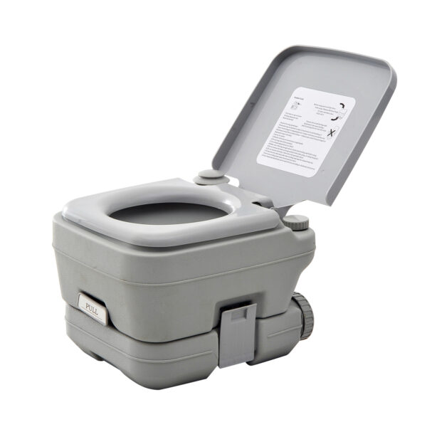 HOMCOM 10L Portable Travel Toilet Outdoor Camping Picnic with 2 Detachable Tanks Push button Operation Grey