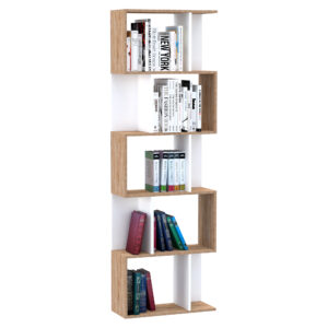 HOMCOM 5 tier Bookcase Storage Display Shelving S Shape design Unit Divider White Aosom UK