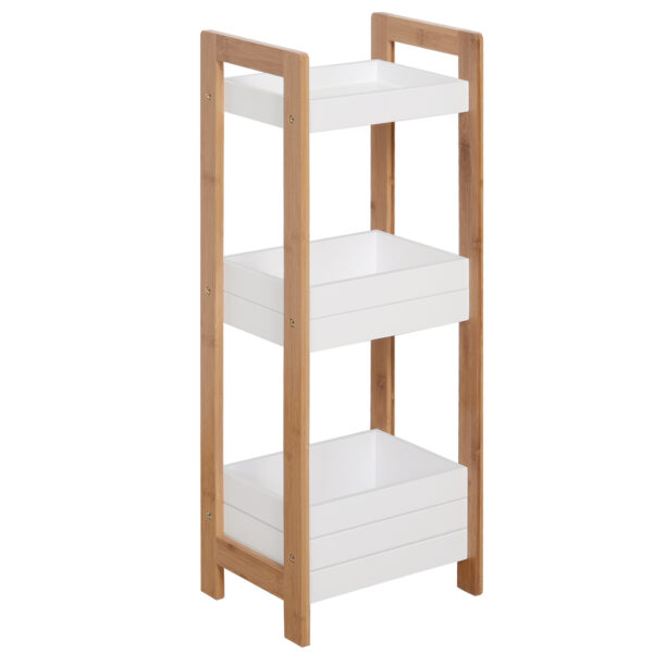 HOMCOM Bamboo Bathroom Caddy Tiered Organiser for Compact Spaces Shower Shelving Unit Aosom UK