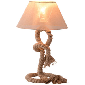 HOMCOM Bedroom Table Lamp Bedside Light with Indispensable Nautical Twisted Rope Glow E27 for Bedroom Living Room Beige Aosom UK