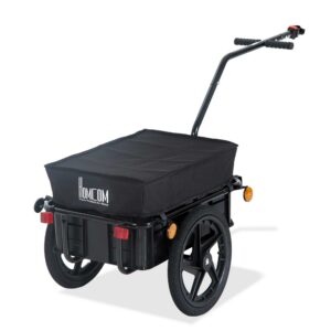 HOMCOM Bicycle Trailer Cargo Jogger Luggage Storage Stroller with Towing Bar Black