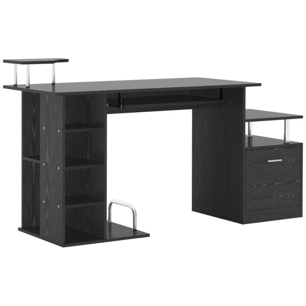 HOMCOM Computer Desk PC Workstation with Drawer Shelves CPU Storage Rack Home Office Furniture BLACK Aosom UK