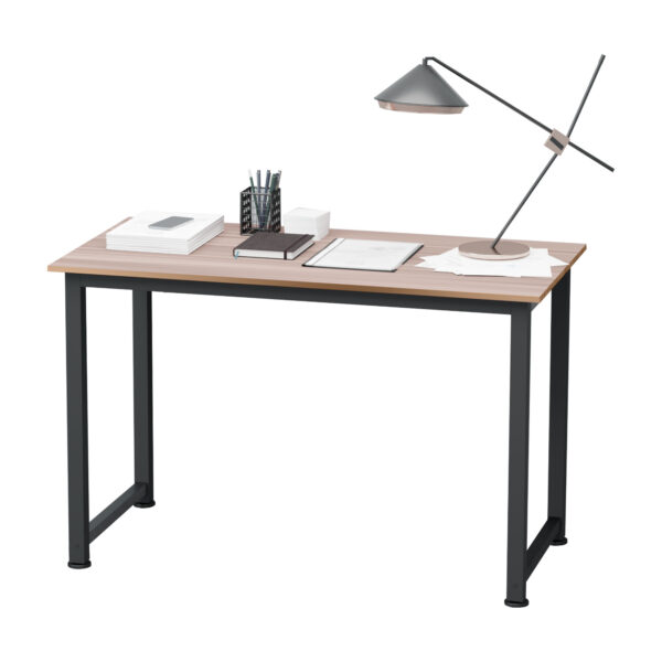 HOMCOM Computer Desk PC Writing Table Home Office Workstation Adjustable Feet Metal Frame Oak Black Aosom UK