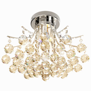 HOMCOM Crystal Chandelier w K9 Crystal Droplets 3 Lights Mordern Style Ceiling Lamp for Living Room Bedroom Dining Room Transparent Aosom UK