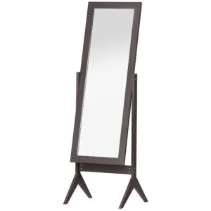 HOMCOM Dressing Mirror Freestanding Bedroom Tall Mirror Adjustable Angle 148x47cm Brown Aosom UK