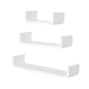 HOMCOM Floating U Shaped Wall Shelves 3 Piece Decorative Display Shelf Set Modern Home Decor White Aosom UK