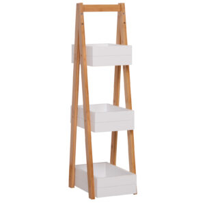 HOMCOM Freestanding 3 Tier A Frame Shower Caddy Bathroom Storage Rack Shelf Organiser Water Resistant White Aosom UK