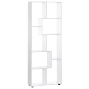 HOMCOM Freestanding 8 Tier Bookcase With Melamine Surface Anti Tipping Foot Pads Modern Home Display Storage Grid Stand White Aosom UK