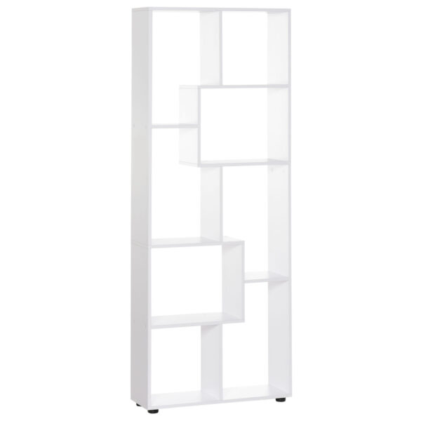 HOMCOM Freestanding 8 Tier Bookcase With Melamine Surface Anti Tipping Foot Pads Modern Home Display Storage Grid Stand White Aosom UK