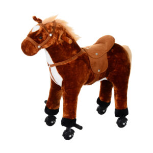 HOMCOM Kids Plush Ride On Walking Horse WSound Brown