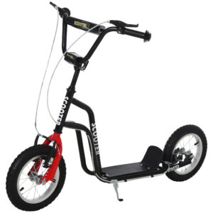 HOMCOM Kids Steel Height Adjustable Kick Scooter BlackRed Aosom UK