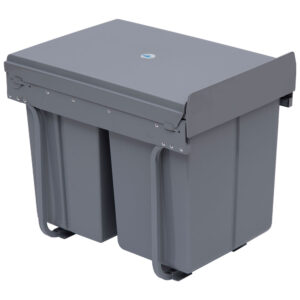 HOMCOM Kitchen Recycle Waste Bin Pull Out Soft Close Dustbin Recycling Cabinet Trash Can Grey 40L 1x20L+2x10L Aosom UK