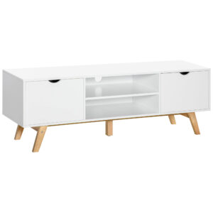 HOMCOM Particle Board 4 Compartment Media Unit White Aosom UK