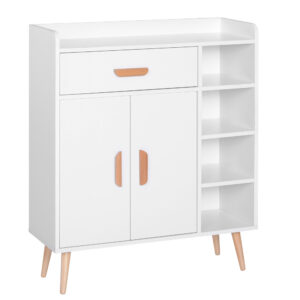 HOMCOM Sideboard Floor Cupboard with Storage Drawer for Hallway Kitchen Bedroom Living Room White Aosom UK