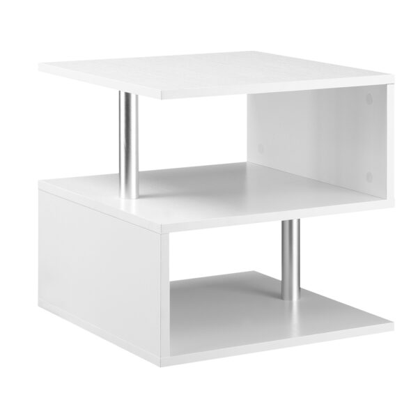 HOMCOM Sinuous Storage S Shape Coffee Table with 2 Tier Shelves Versatile Living Room Home Office Organizer Crisp White Aosom UK