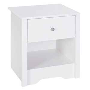 HOMCOM Solid Wood Bedside Cabinet with Drawer and Shelf Nightstand Chest for Bedroom Furniture White Aosom UK