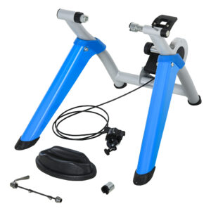 HOMCOM Steel 8 Level Indoor Stationary Bike Trainer Frame Bike Rack Exercises Blue Aosom UK