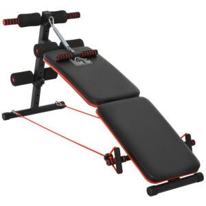 HOMCOM Steel Foldable Home Core Workout Bench RedBlack Aosom UK