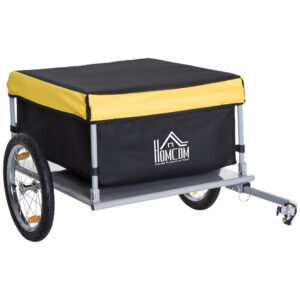 HOMCOM Steel Frame Bike Cargo Trailer Storage Cart and Luggage Trailer with Hitch Yellow